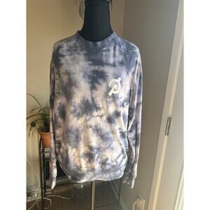 SPIRITUAL GANGSTER x PELOTON | Tie Dye Blue White Crewneck Sweatshirt Medium